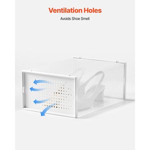 กล่องเก็บรองเท้าแบบซ้อนได้ 12 ชิ้น กล่องพลาสติกแบบโมดูลสำหรับรองเท้าผ้าใบไซส์ 11 ของสหรัฐอเมริกา ดีไซน์ประหยัดพื้นที่ - Product Image 5