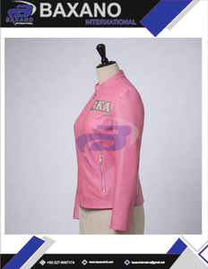 Alfa |   Kapa |   Chaqueta de cuero rosa premium Alpha AKA Sorority con letras griegas para miembros de la hermandad AKA, chaqueta para mujer - Product Image 5