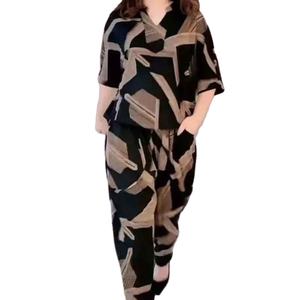 NOVEDAD DE VERANO 2025, chándal informal de talla grande para mujer, Tops y pantalones holgados transpirables, conjunto de dos piezas teñido - Product Image 1