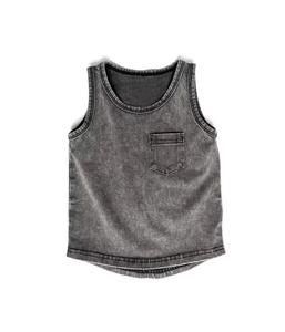 เสื้อกล้ามโอเวอร์ไซส์สีดำฟอกกรดสำหรับผู้ชาย ผ้าฝ้าย 95% สแปนเด็กซ์ 5% คอกลม พิมพ์ลายสกรีน - Product Image 3