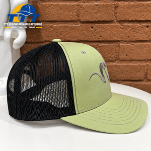 Custom 6 Panel Mesh Trucker <b>Hat</b> Embroidery Logo Snapback Lime <b>Green</b> Vietnam Manufacturer OEM ODM Wholesale Trucker Cap Factory - Product Image 2