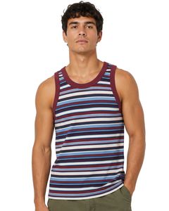 <b>Maroon</b> Blue Striped Men Cotton Tank <b>Top</b> Sleeveless Vest Casual Summer Gym Fitness Shirt Breathable Loose Fit Streetwear Tank <b>Top</b> - Product Image 1