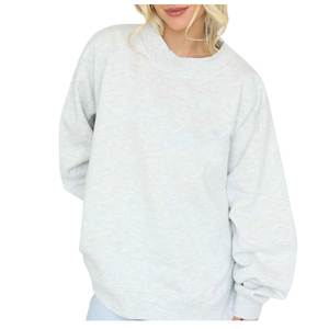 Pull à col roulé à épaules tombantes avec impression personnalisée sur le devant pour femme, en molleton 100 % coton léger, coupe-vent, séchage rapide, couleur unie, OEM - Product Image 1