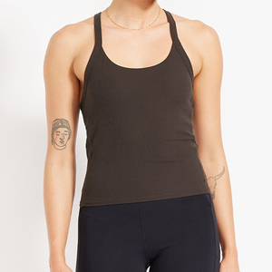 Camiseta sin mangas acanalada para mujer, chaleco deportivo de algodón, ropa transpirable para entrenamiento de verano - Product Image 1