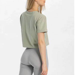T-shirt en coton pour femme, coupe ajustée, manches courtes, anti-UV, écologique, respirant, séchage rapide, tee-shirt de sport - Product Image 2