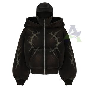 Nouveau sweat à capuche de moto lavé à l'acide noir à fermeture éclair 3A sweat à capuche de marque résistant à l'abrasion résistant aux coupures doublure renforcée sweats à capuche - Product Image 2