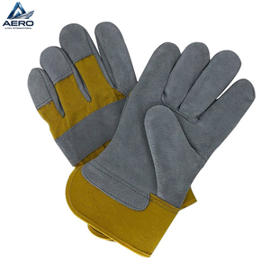 Guantes de Trabajo de Lona Amarilla Resistentes, Transpirables y Cómodos, con Cuero Dividido, de Última Moda, para Protección Industrial de las Manos - Product Image 3