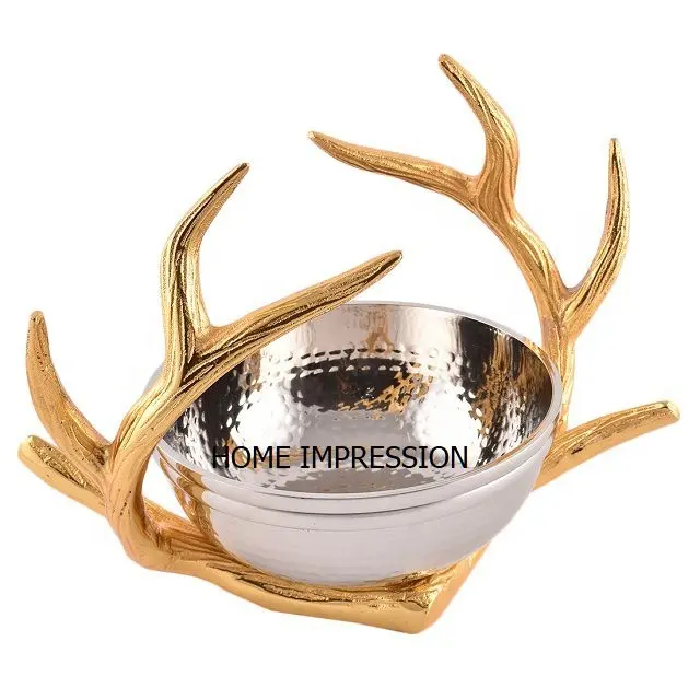 antler design metal fancy bowl for personal use