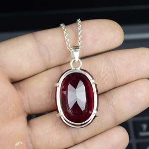 Pendentif en rubis rouge du Cachemire naturel, plaqué or, fait main, argent sterling 925, collier élégant vintage, cadeau de fiançailles - Product Image 6