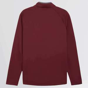 เสื้อสเวตเตอร์ผู้ชายสีแดงเลือดหมู คอตั้ง แขนยาว ทรงปกติ ผ้าถัก ซิป ¼ ตัว สไตล์ลำลอง สีพื้น - Product Image 1