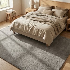 Tapis d'intérieur moderne en laine gris clair, tufté à la main, style géométrique nordique, à poils moyens, pour la décoration du salon - Product Image 4