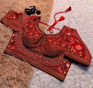 Most Demanded Trending Embossed Slim Fit Breathable Washable Readymade <b>Indian</b> Choli <b>Top</b> for Traditional Wedding Events - Product Image 1
