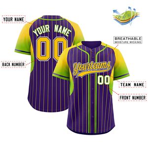 Custom <b>Men</b> Baseball Jersey Set Stripe Print Blank Baseball Shirts and Uniform Embroidered Baseball Jersey - Product Image 2