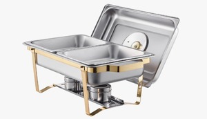 Premium 4 Qt Rectangular Chafing Dish Set Gold Stainless Steel <b>Buffet</b> <b>Warmer</b> At Cheap Price - Product Image 4