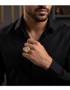 Bague Croix de Jésus Hip Hop Premium pour Homme, Effet Diamant, Tête Ronde, en Argent Sterling 925, Finition Or 10K 14K, Bijou de Soirée - Product Image 3