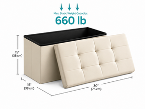 Deluxe Fabric Storage Ottoman Bench for Living Room Home Furniture - Product Image 2