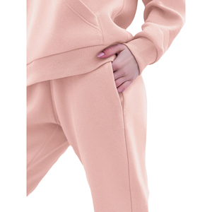 Ensemble de survêtement rose à capuche pour femme, manches longues, couleur unie, décontracté, respirant, coupe ample, pour l'automne - Product Image 6
