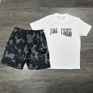 Ensemble de survêtement décontracté pour homme, style été, t-shirt et short, 100% coton uni, respirant, fabrication OEM - Product Image 3