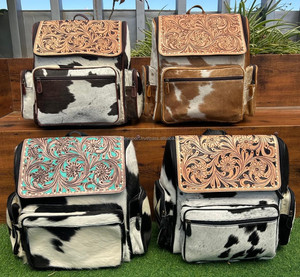 Mochila de pañales de cuero de gran capacidad para mujer, mochilas de viaje multifuncionales de piel de vaca auténtica al por mayor - Product Image 3