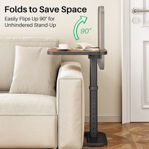 Mesa Auxiliar para TV con Altura Ajustable y Tapa Abatible para Sofá, Mesa para Aperitivos con Esquinas Metálicas Redondeadas - Product Image 3