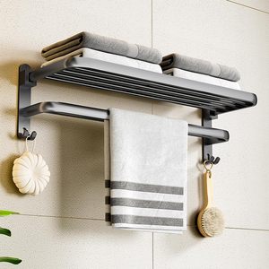 Superfine Quality Wall Mounted Dark Black Stainless Steel Double Bar Towel Corrosion Resistant for Bathroom Clothes Available - Product Image 5