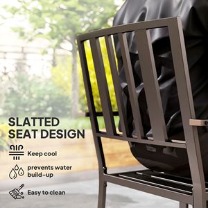 Sedie da pranzo da esterno in metallo marrone scuro con design a doghe: eleganza per il tuo patio - Product Image 4