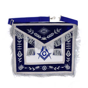 NESTA SPORTS Tablier maçonnique brodé de maître maçon de Loge Bleue avec collier à chaîne, ensemble de gants équerre et compas - Product Image 2