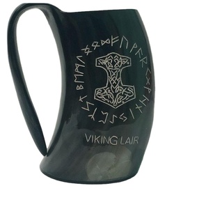 Tasse à bière en corne d'animal à boire à la demande et support Viking tasse à corne à boire médiévale chope à corne de bière boissons chaudes et froides utilisées - Product Image 1