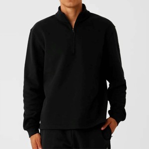 Sweat-shirt à col zippé noir pour homme, manches longues, tricoté, respirant, taille élastique, vêtements de golf - Product Image 3