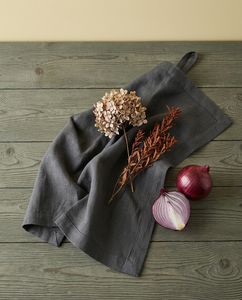 Charcoal Gray <b>Linen</b> Kitchen <b>Towel</b> Square Woven Solid Color <b>Tea</b> <b>Towel</b> Table Napkin - Product Image 2