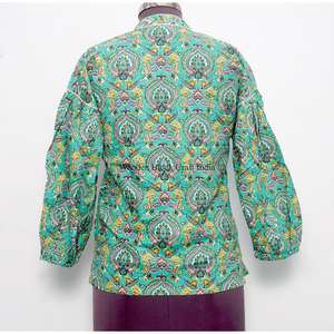 Haut indien floral vintage personnalisé de haute qualité pour femme, style coréen, 100 % coton, écologique, manches bouffantes - Product Image 6