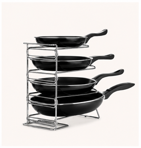 4-Tier Frying <b>Pan</b> Rack Organizer Chrome Kitchen Storage Rack for Pots <b>Pans</b> and Lids Space-Saving Under Cabinet Cookware <b>Holder</b> - Product Image 3