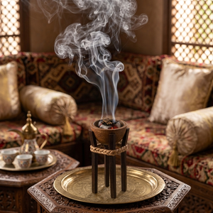 Brûleur d'encens rustique en bois, bol lisse, support quadrupède noir, accent en corde tressée, décoration d'intérieur chic et esthétique pour l'aromathérapie - Product Image 6