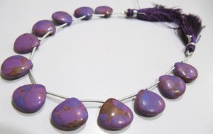 Cuentas de cobre púrpura turquesa en forma de corazón, lisas, tamaño 14-15 mm, hilo de cuentas de 8 pulgadas de largo - Product Image 4