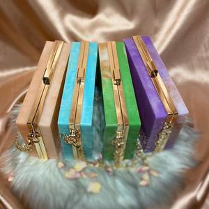 Custom Eco-Friendly Resin Casting Jewelry Box Acrylic Evening <b>Purse</b> <b>Gold</b> Chain for Wedding Party Gift - Product Image 2