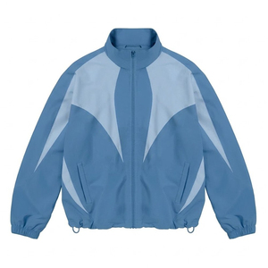 Nuevas tendencias, conjunto de pantalones cortavientos de nailon para hombre con logo personalizado en negro con paneles grises, para verano, estilo vintage, chaqueta de streetwear. - Product Image 2