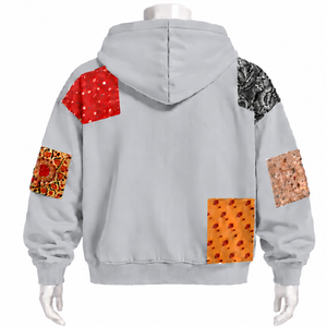 <b>Silver</b> Tapestry Patchwork Zip Up Hoodie Oversized Full Zipper Printed Patch Hooded Sweatshirt Casual Streetwear <b>Jacket</b> - Product Image 2