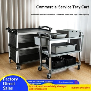 Chariot de service multifonctionnel en plastique pour <span class=keywords><strong>restaurant</strong></span> mobile, chariot de rangement commercial à trois niveaux pour bols, chariot de service - Product Image 2