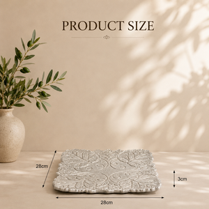 Bandeja Decorativa de Aluminio Premium con Diseño Floral Intrincado en Relieve, Plato Hecho a Mano para una Decoración Elegante del Hogar - Product Image 3