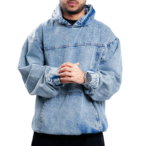 Nouvelle collection hiver 2026 : Sweat à capuche décontracté pour homme en denim 100 % coton, style zippé, avec impression personnalisée et logo sur mesure, respectueux de l'environnement - Product Image 1