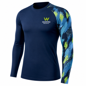 เสื้อรัดรูปแขนยาว Warpro Industry สำหรับผู้ชาย พิมพ์ลายแบบ Sublimation แห้งเร็ว แขนยาวเต็มตัว ลายสีฟ้าเขียว - Product Image 1