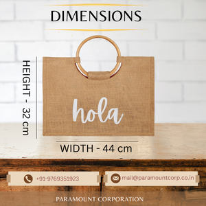 2025 sac fourre-tout en toile de jute naturelle durable plage de voyage pliable et sac à provisions avec poignée ronde en canne en bois - Product Image 3