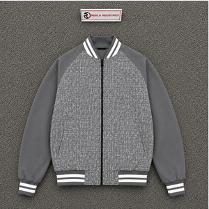 PREMIUM GREY VARSITY <b>JACKET</b> FOR <b>MEN</b> MODERN STREETWEAR <b>JACKET</b> DAILY WEAR CLASSIC ZIP FASHIONABLE OUTERWEAR Closure Casual Style P - Product Image 5