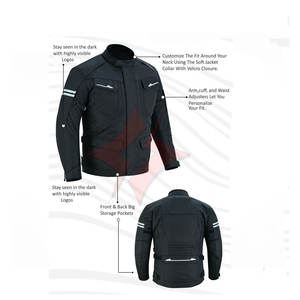 Chaqueta de Motocicleta Impermeable de Alta Calidad para Hombre, para Todas las Temporadas, con Armadura Protectora Extraíble, Color Negro Completo, Estilo Repartidor - Product Image 2