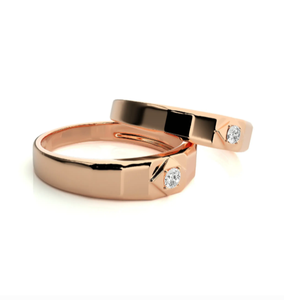 Bindi Jewels 925 Sterling Silver Rose Gold Plated Christian Romantic Geometric <b>Couple</b> Rings - Product Image 3