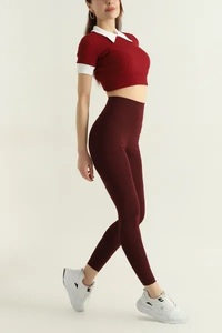 Leggings de yoga pour femmes, taille haute, longueur intégrale, couleur unie, en Spandex et Polyester, respirants, avec taille élastique, imprimés, imperméables et coupe-vent - Product Image 3