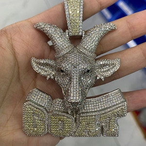 Colgante Unisex 3D de Cabra en Oro de 14K con Diamantes Moissanita VVS Cultivados en Laboratorio, Estilo Hip Hop, Certificado IGI, Fino - Product Image 3