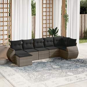 Ensemble de canapés de jardin en rotin PE gris avec coussins en mousse haute densité, mobilier d'extérieur au design contemporain - Product Image 3