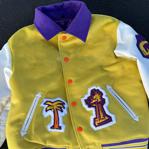 Chaquetas para hombre, chaqueta varsity, bomber, de invierno, de lana, con mangas de cuero, estilo streetwear, con logo personalizado. - Product Image 3