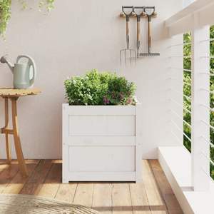 Jardinière en bois de pin massif blanc 19,7x19,7x19,7 po Pots et jardinières à fleurs - Product Image 3